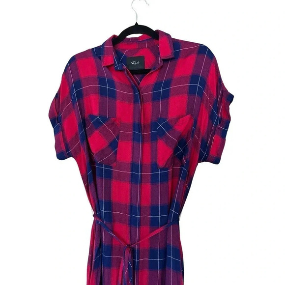 Rails red, blue and white plaid belted dress size medium - Picture 5 of 6